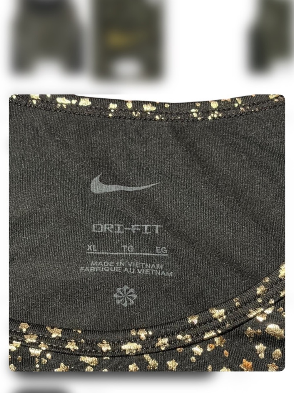 Nike DriFit Cropped Tank Black GoldStar Print Swoosh XL Athletic Top fits like M - Picture 3 of 4